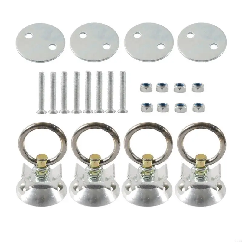 

4 Sets L Track Tie Down Tie Down System with Round Rings for Truck Beds or Trailers Round Tie Down Anchors Point