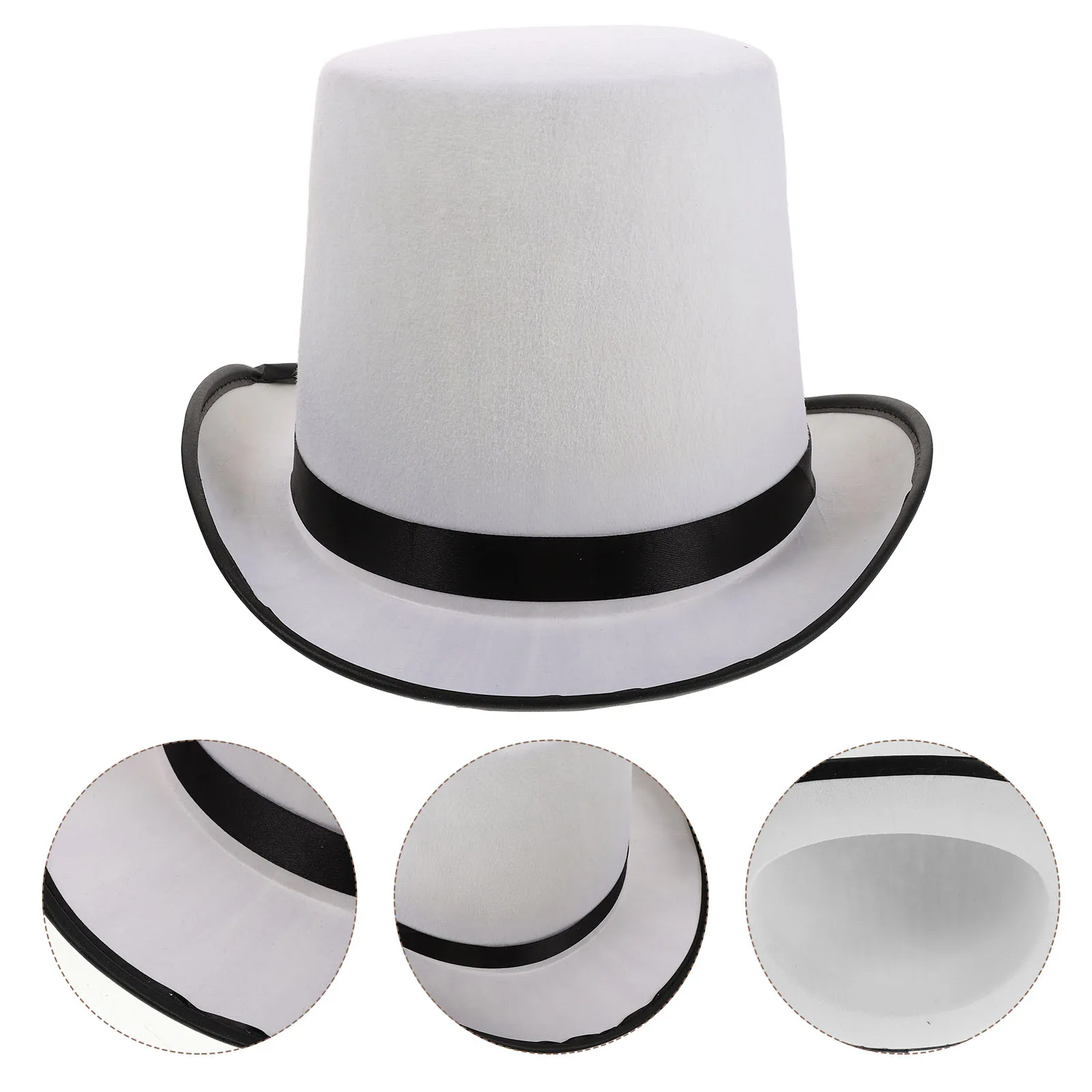 

Magician Hat Costume Top Straw White Felt Men Caps for Costumes Men's Halloween
