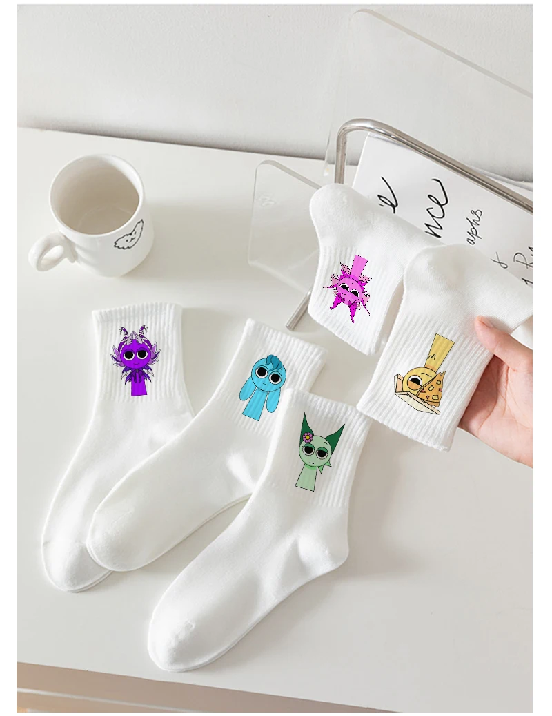 Hot Game Sprunkis Lange Socken für Männer und Frauen, Cartoon-Baumwollsocken, weiche, atmungsaktive Knöchelsocken, lustige Socken für alle Jahreszeiten – Detail 1