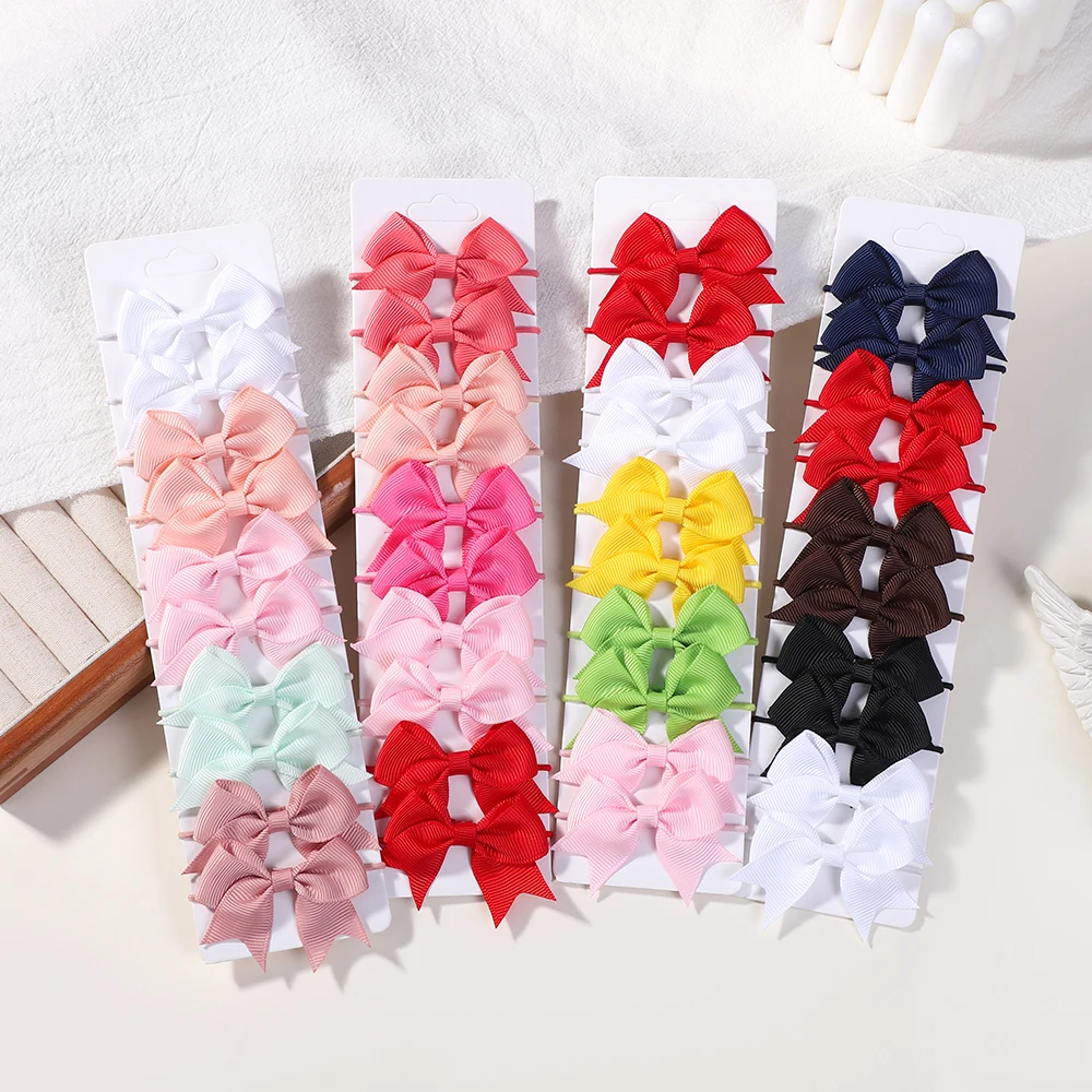 10Pcs 3 Styles Bows Elastic Hair Rubber Band Hair Ties Ribbon Pigtail Grosgrain Hair Accessories Girl Head Bands for Children