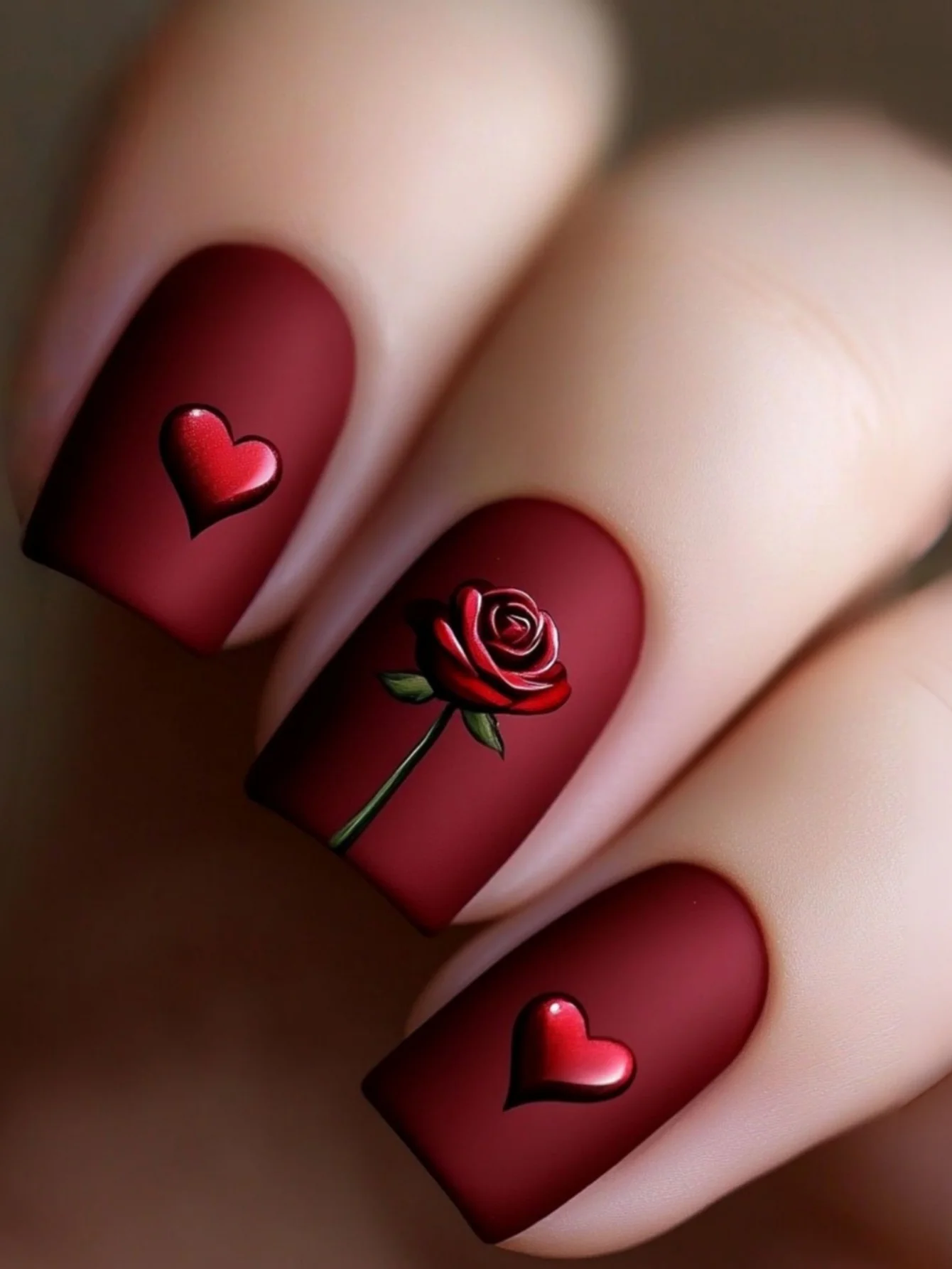 24 Stück Valentinstag Nail Art Rotes Herz Rose Nägel Romantisches Datum Nail Art Damen tragen Nägel Valentinstag Romantisches Geschenk Reusa