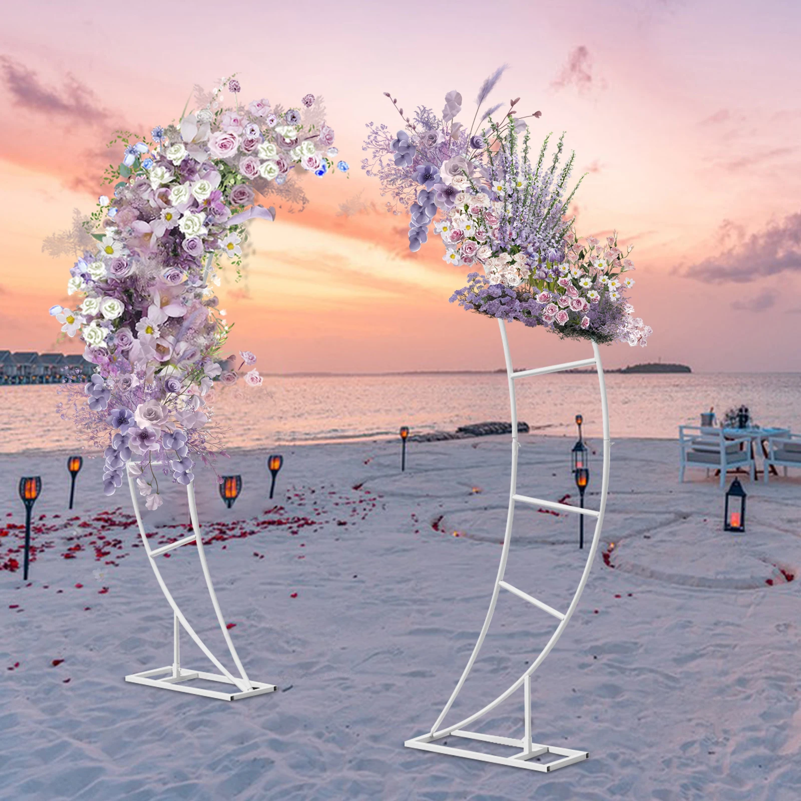 

Polygonal Wedding Stand, White Metal Arch Stand for Weddings, Events, and Ceremonies, Ideal for Floral Decorations and Backdrops
