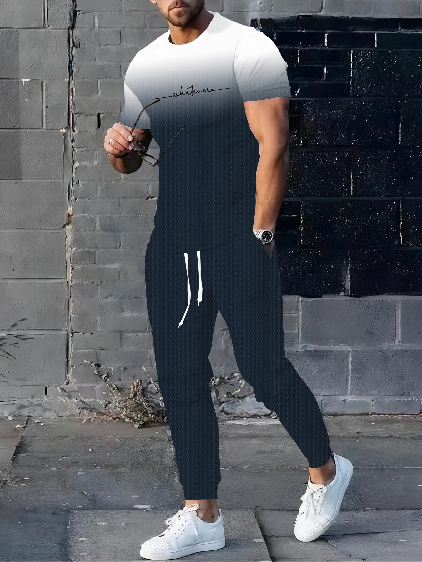 

Summer New Fashionable Men's Football Sportswear T-shirt Pants Set Casual Short Sleeve Set Jogging Fitness Clothing