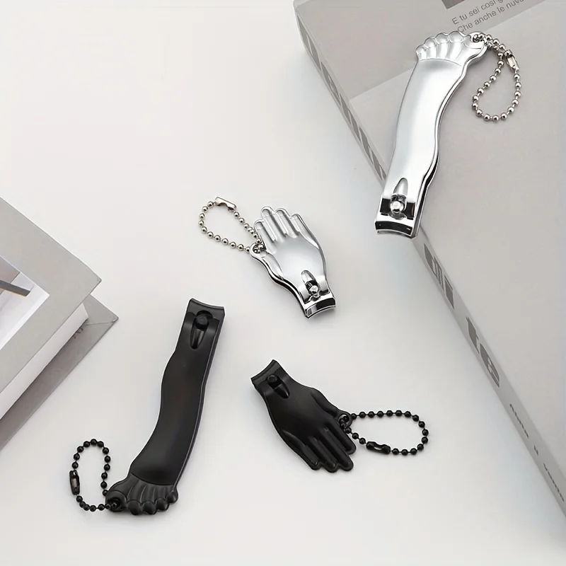 Tagliaunghie in acciaio inossidabile con catena, forbici per unghie creative per strumento per manicure domestico Divertente manicure per mani e piedi