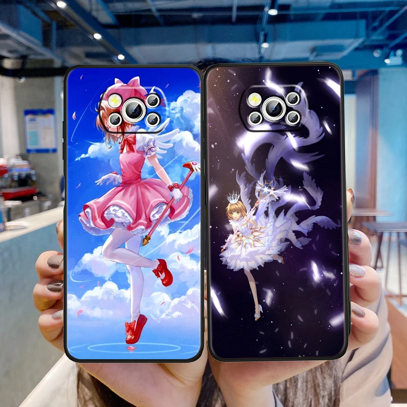 Card-Captor-Sakura Comic Art For Xiaomi Mi Poco F5 F4 F3 X6 X5 X4 X3 M6 M5 M5S M4 M3 C65 Pro GT NFC 5G Black Funda Phone Case