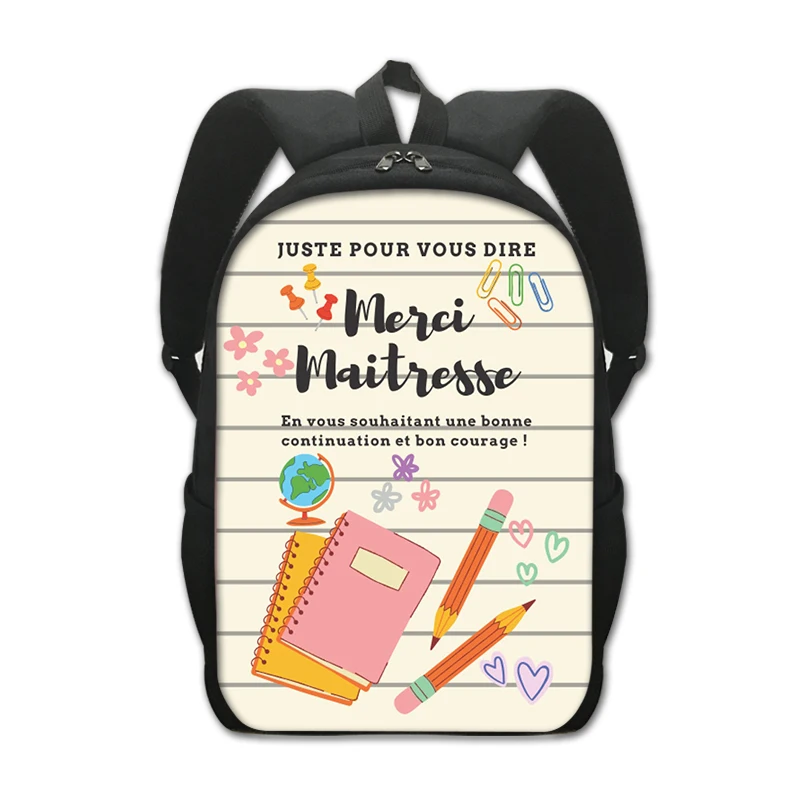 Super Atsem Merci Maitresse Print Backpack Aesthetic Graphic School Bags Student Laptop Rucksack Teacher's Day Graduation Gift