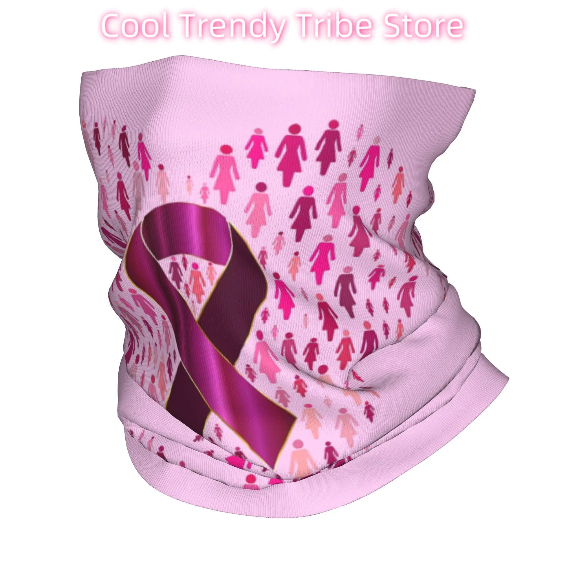 

Breast Cancer Awareness Heart Bandana Neck Cover Printed Face Scarf Warm Headband Running Unisex Adult Windproof