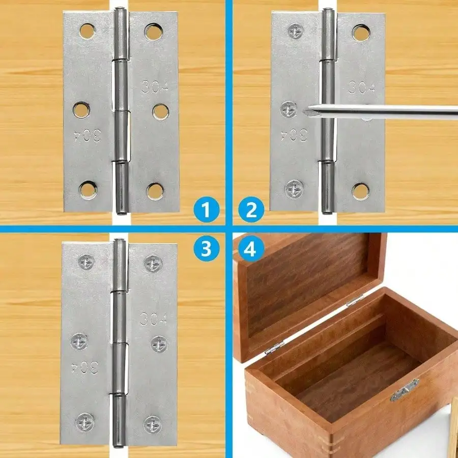 12 Pack 3 Inch 304 Stainless Steel Butt Hinges – With Screws for Cabinet, Boxes, Gate, Drawer