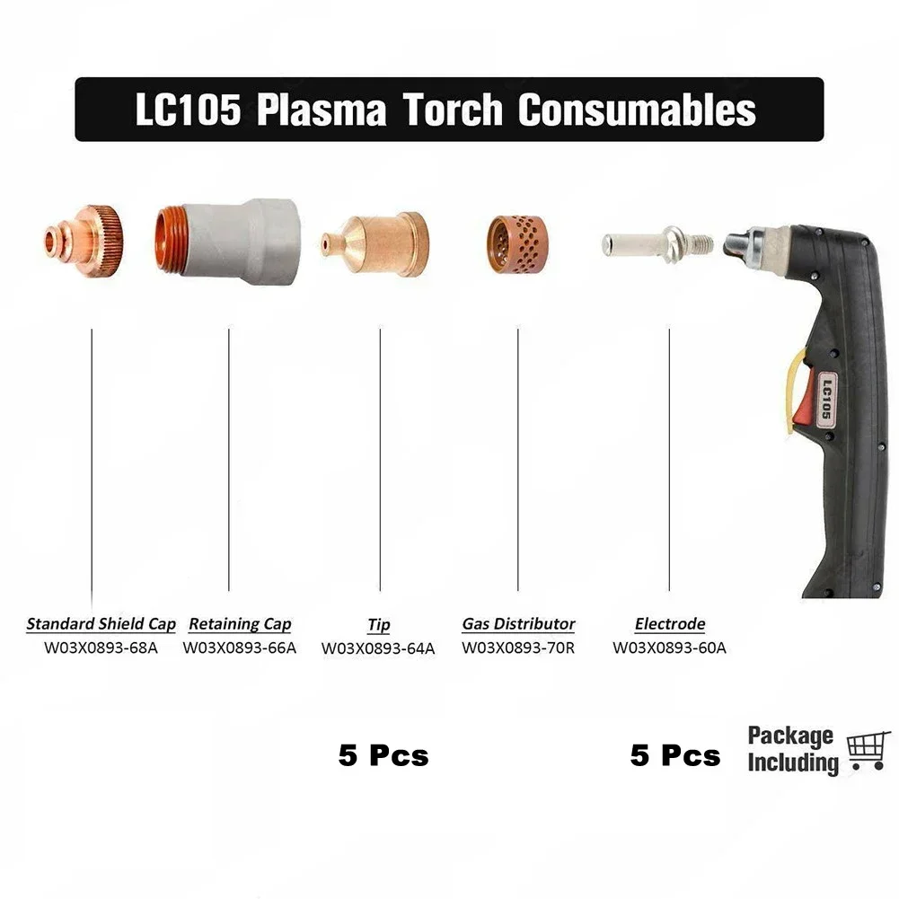 LC105 Plasma Electrode KP2845-1 Tips KP2845-8 100A  1.7 Mm For Tomahawk 1538 Cutter Plasma Cutting Machine Torch Consumables