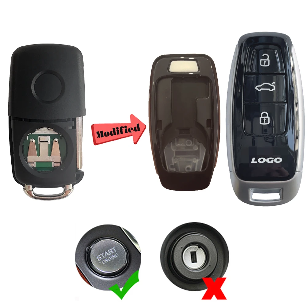 Superkey Modify For Audi New Style Keyless Smart Car Key Shell Case For 2011 2013 VW Caddy Jetta Beetle Golf Polo 5K0837202AJ