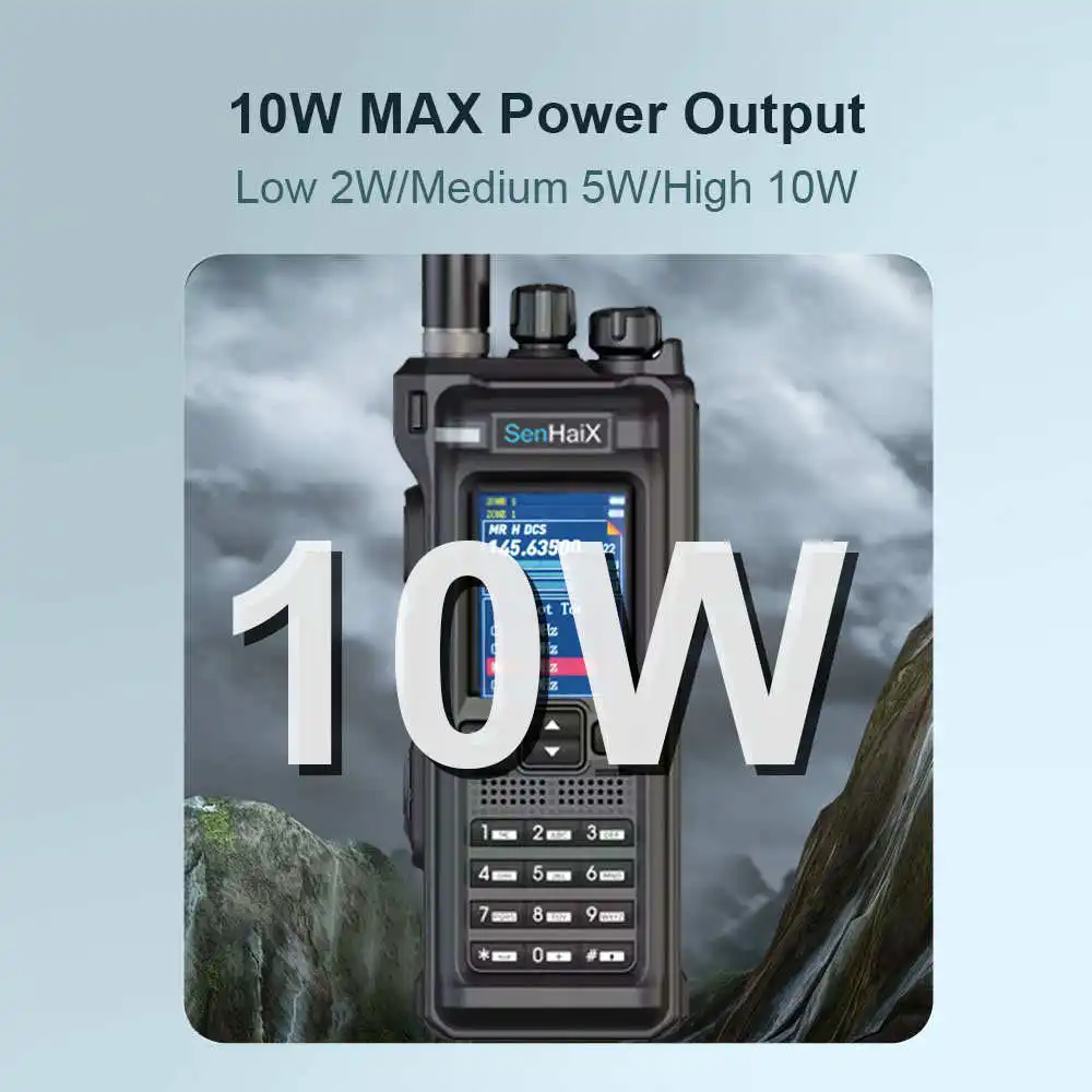 ANYSECU GT-12 FM AM UHF VHF 멀티 밴드 휴대용 라디오, 10W DTMF 워키토키, 블루투스 프로그래밍 기능 포함
