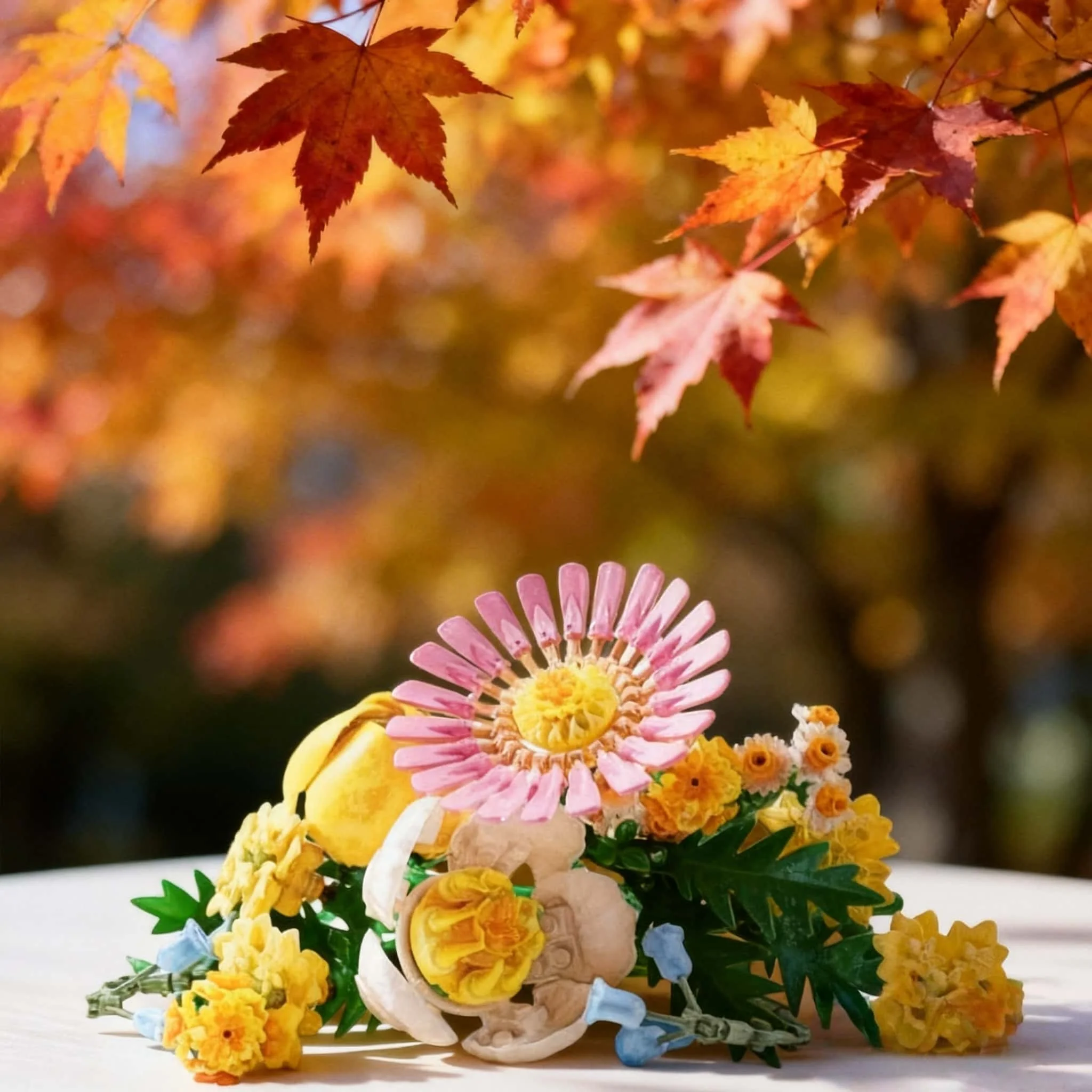 

2026 new MOC home decoration 373 pieces of interesting and beautiful color creative sunshine bouquet model brick assembly toy gi