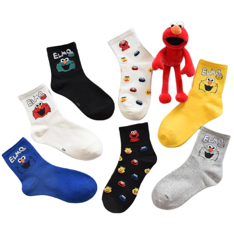 Sesame Street Elmo Animation cartoon mid-calf socks creative personality funny sweat-absorbent warm socks accessories wholesale