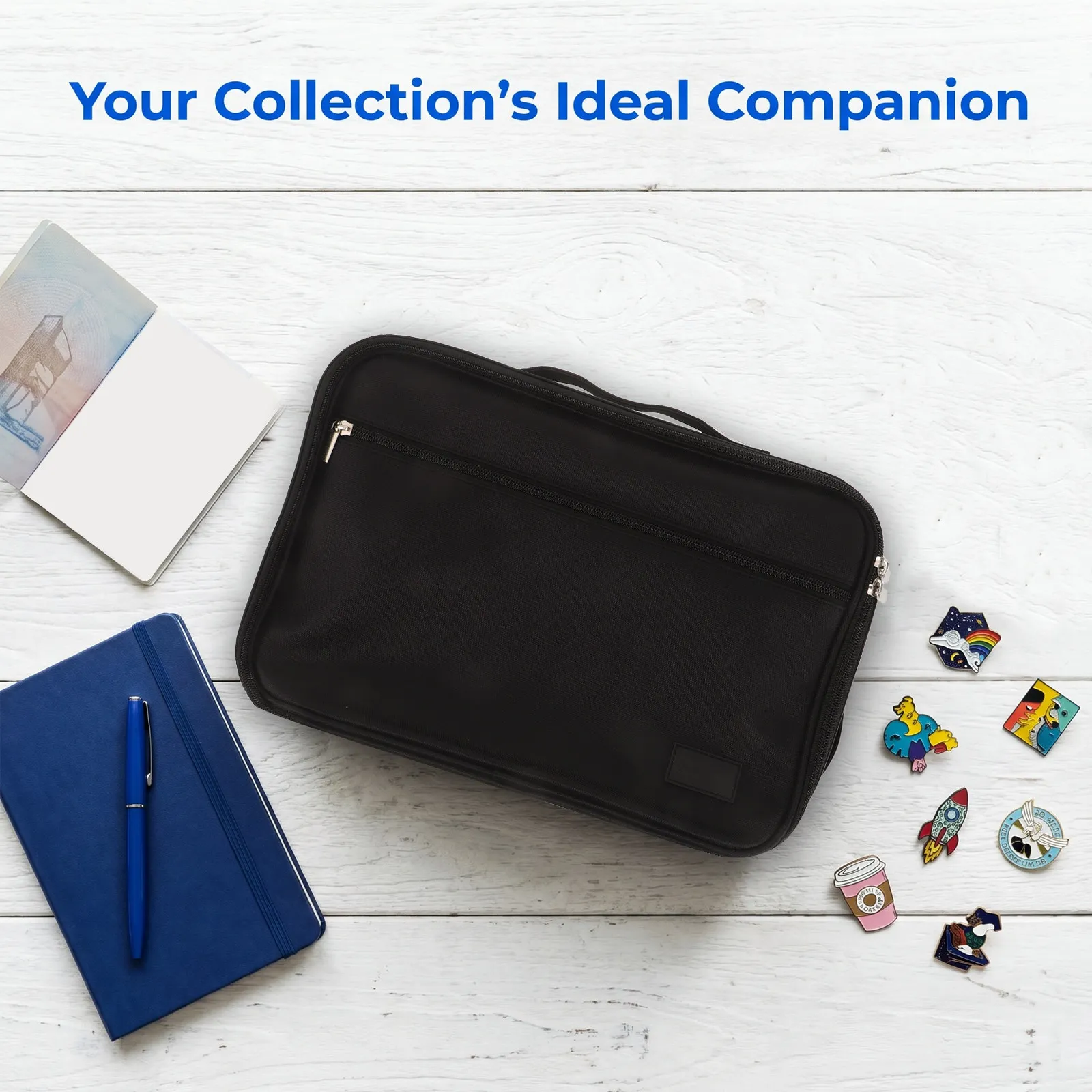 12 Pages Portable Pin Collectors Display Case Hard Shell Brooch Badge Organizer Storage Travel Pin Holding Bag for Enamel Pins