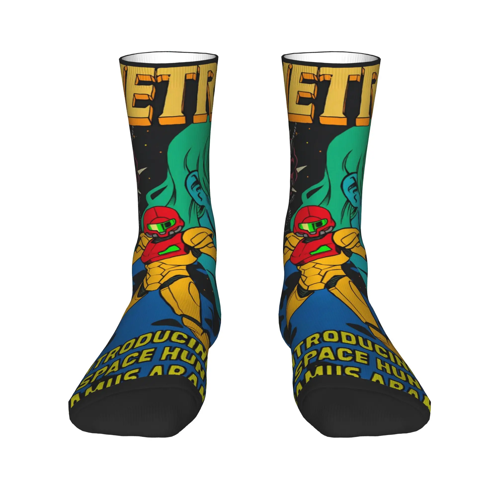 Metroids Hero Game Stockings  Graphic Novelty Socks Spring Non Skid Socks Women Men Outdoor Warm Soft Socks