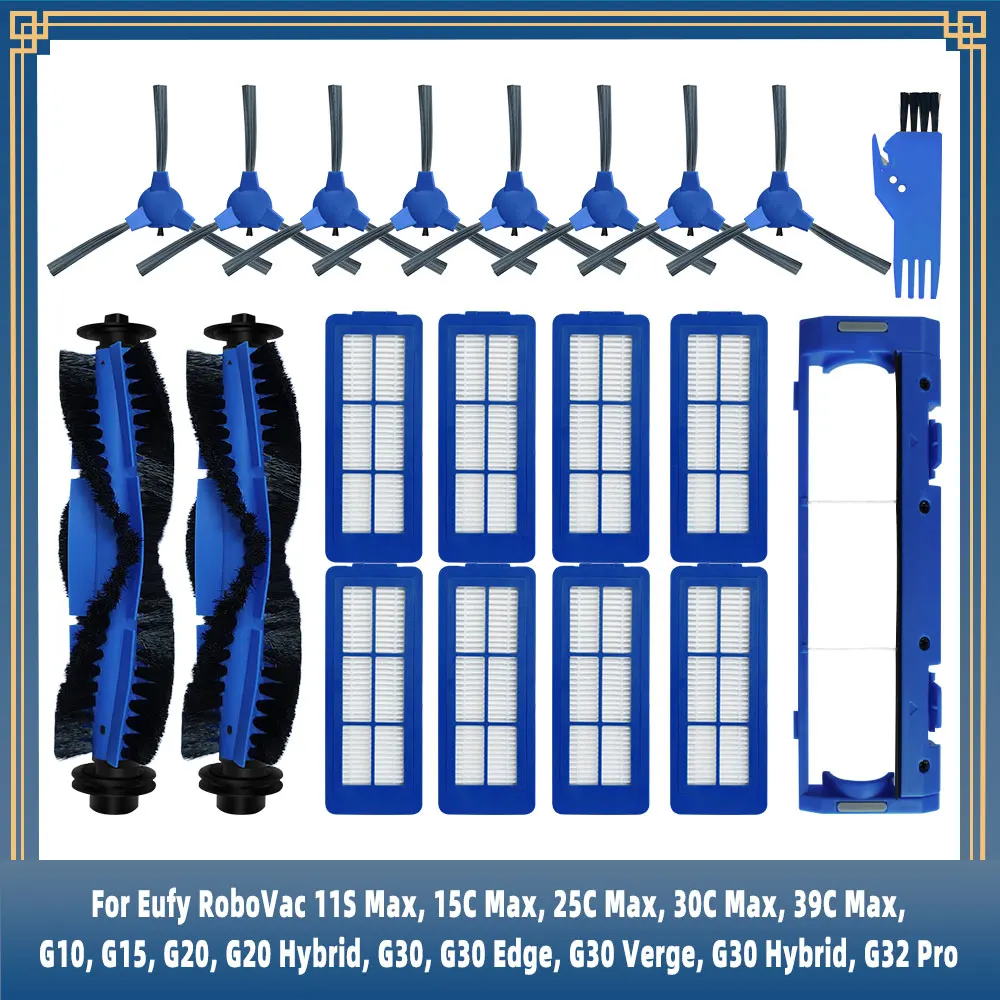 

Compatible For Eufy RoboVac 11S Max, 15C Max, 25C Max, 30C Max, G10, G20, G30 Edge Hybrid, G32 Pro Parts Main Side Brush Filter