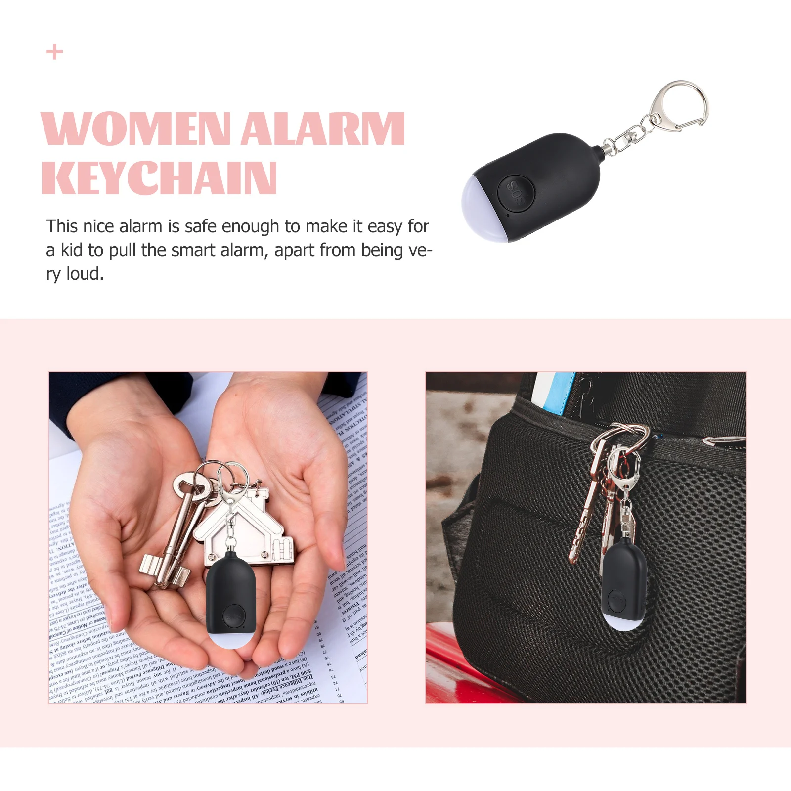 1 set 1 Set Mini Personal For Women Portable Safety Flashlight Keychain Purse Hanging Reusable Alarm Outdoor Security Alarm For