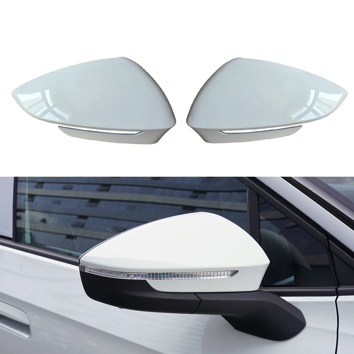 LHD Auto Side Wing Mirror Cover Cap for VW ID4 x ID6 x Crozz ID.5 ID7 Skoda Enyaq Elroq replace rearview left right white