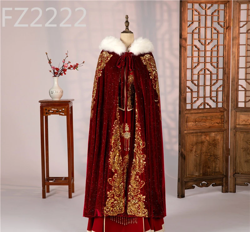 

Xiuhe Cloak Cloak Winter Chinese Wedding Velvet Thickened Warm Long