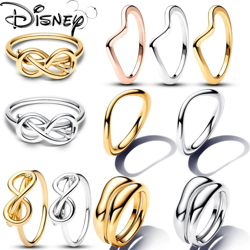 

Элегантное кольцо с узлом «Бесконечность» Disney золотого цвета, легкое кольцо с узлом «Любовь» для женщин, повседневная одежда, ювелирные изделия, подарки на День святого Валентина