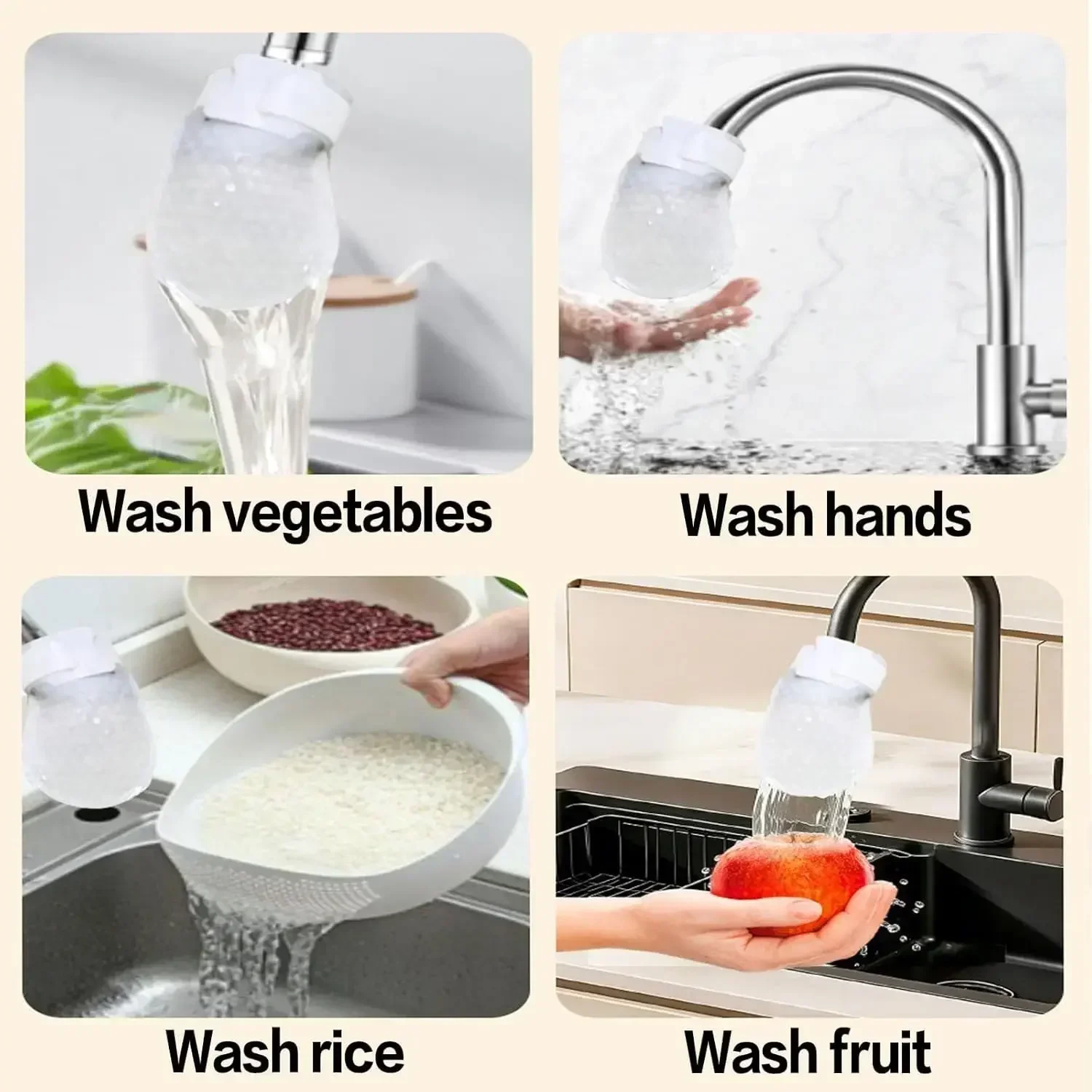 300/30x Wasserhahnfilter-Baumwollbeutel mit Riemen, Spritzschutz, Küchenarmatur-Wasserfilter, Ersatz-Netzfilter für Badezimmer-Waschbecken, Zubehör – Detail 7