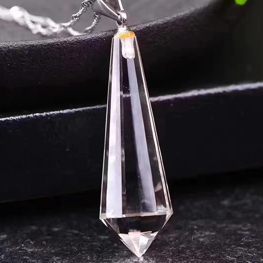 Natural Clear Quartz Crystal Point Wand Pendant Reiki Healing Pendulum Chakra Stone Necklace Mineral Rock Gemstone Jewelry