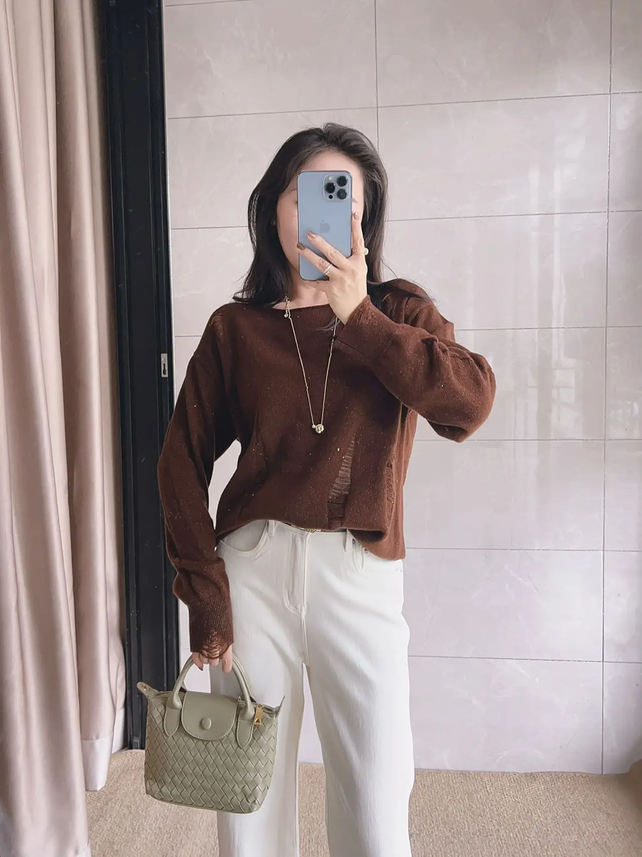 

Романтичный винтажный коричневый свободный свитер из кашемира в непринужденном стиле, стройнящий, универсальный, с длинным рукавом, стандартной длины, для женщин