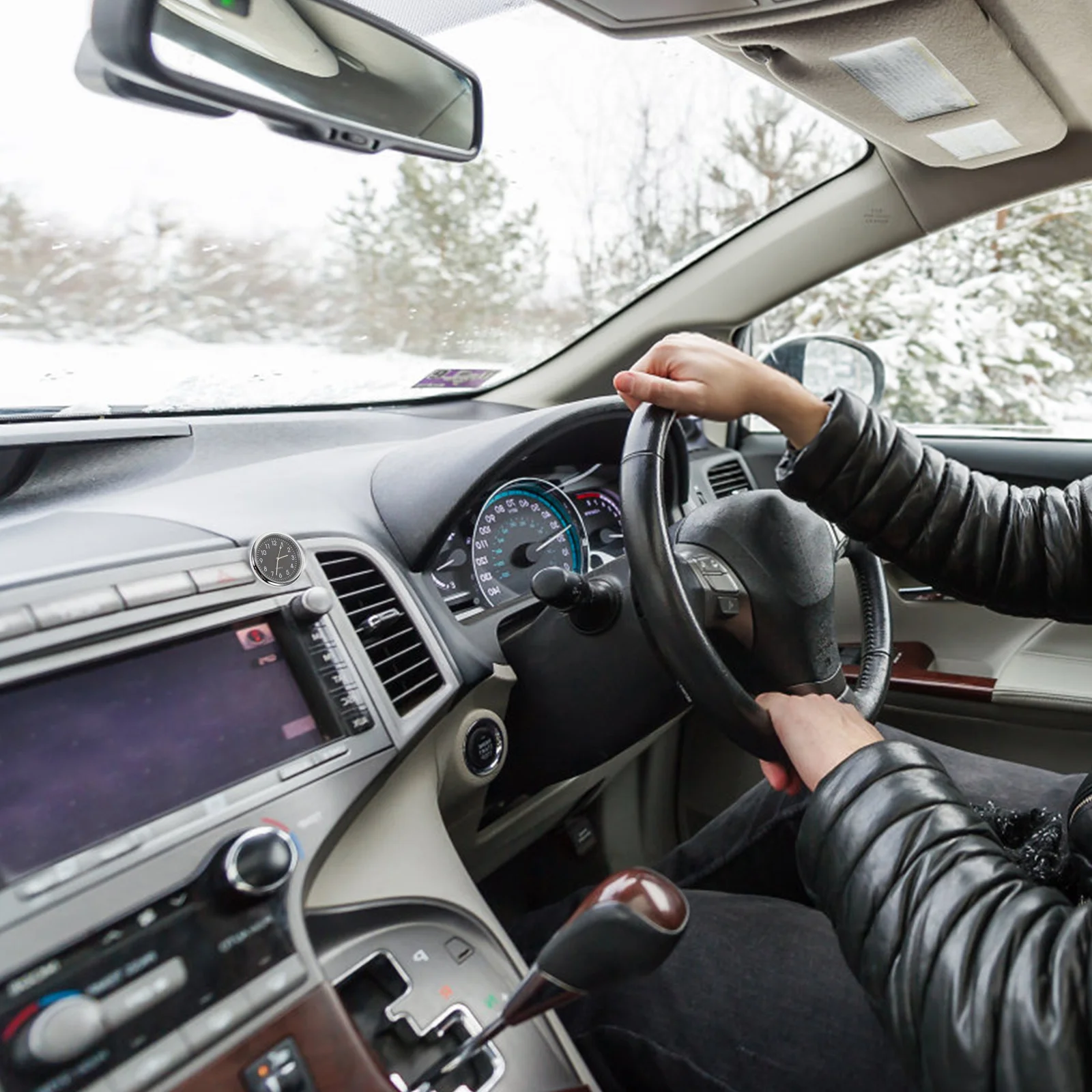 

Car Dashboard Black Mini Clock Luminous Pointer For Auto Interior Easy Installation Dashboard Office Study Wall