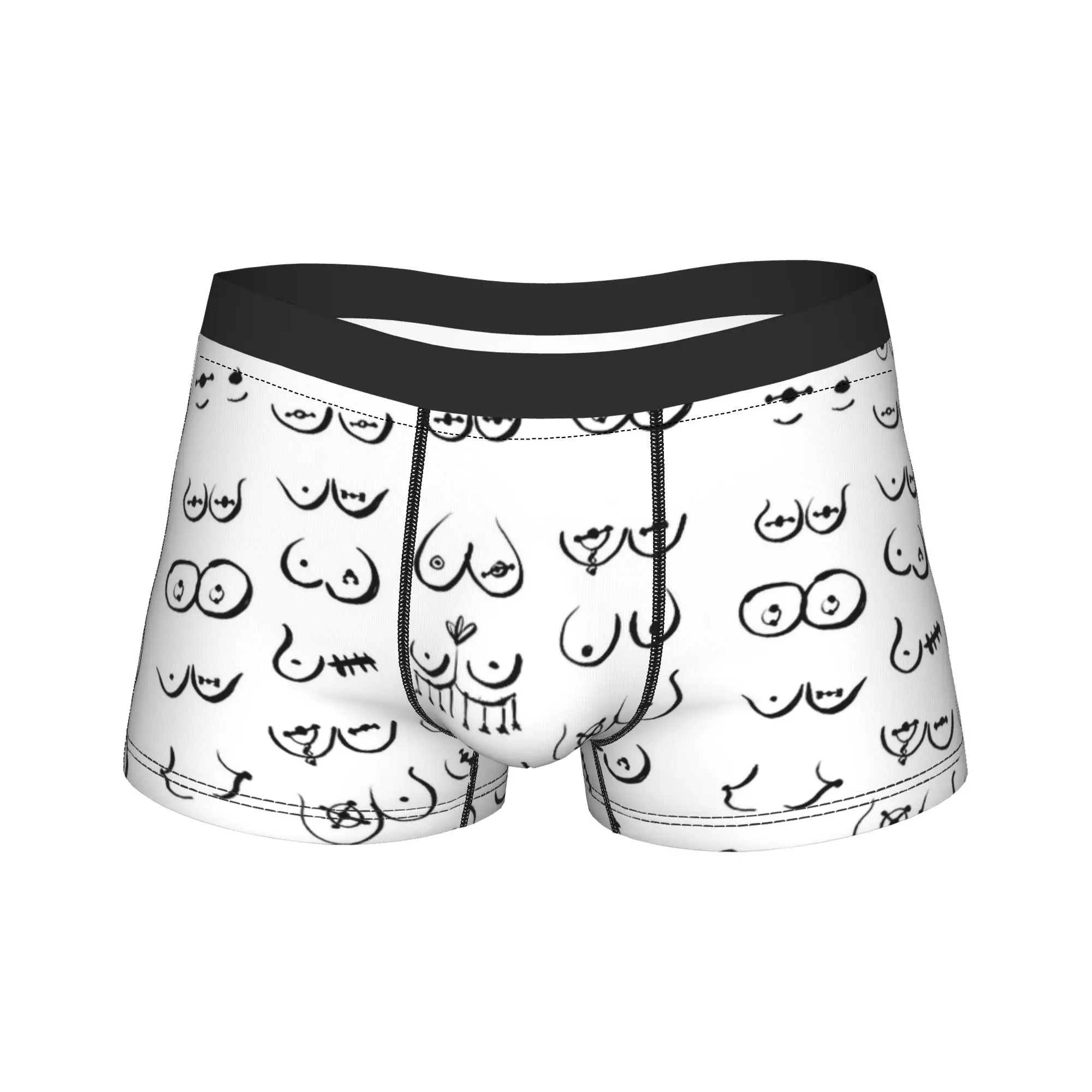 Boobs Piercing Drawing Underwear  Men Panties Printed Elastic Boxer Shorts Quality Shorts Briefs Plus Size