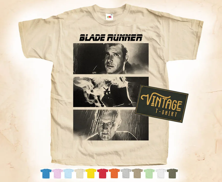 

BLACK Print: Blade Runner V3 T shirt Natural VINTAGE Poster Cotton S-5XL