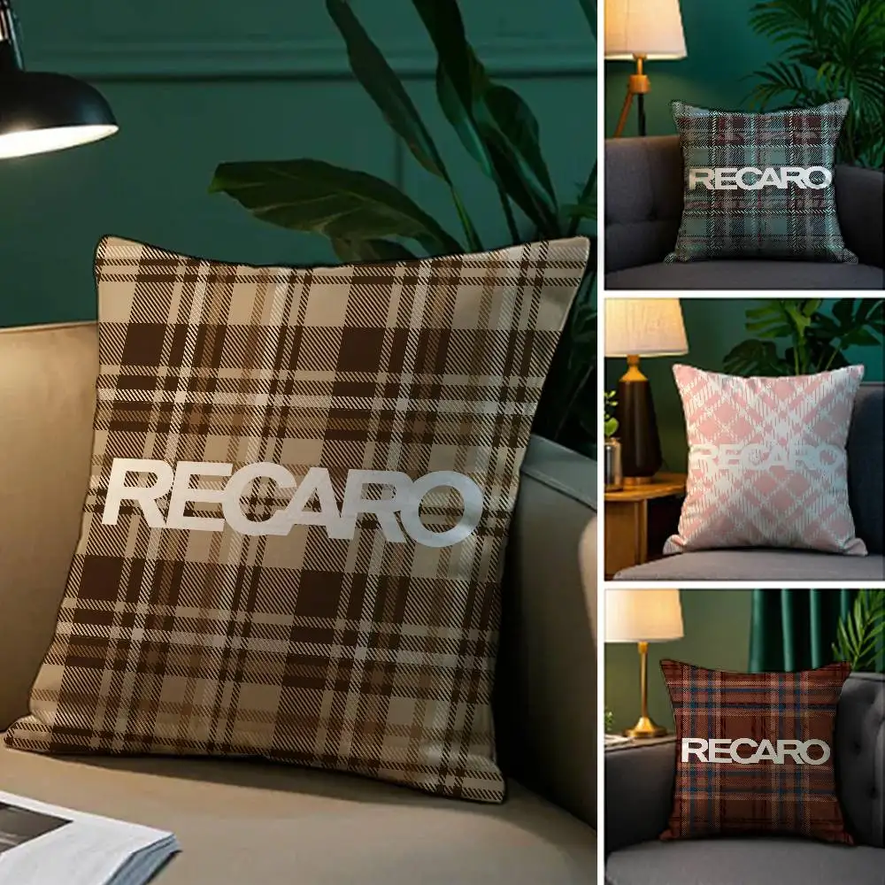 Luxury R-Recaros Logo Pillow Case Plush Fabric Soft Pillowcase Double Sided Print Sofa Cushion Cover Throw
