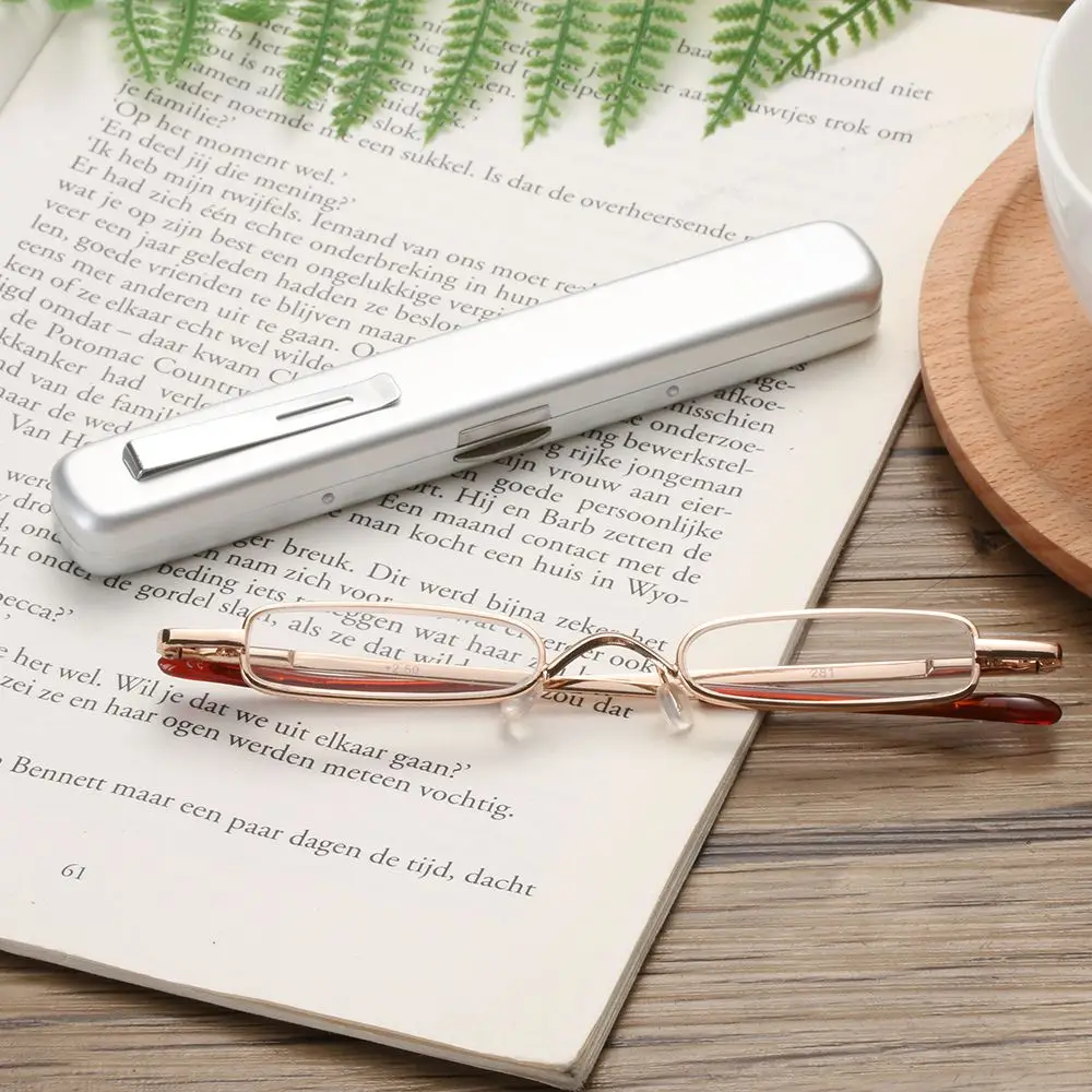 1 pc Portable Reading Glasses Slim Small Eyewear Metal Frame Resin Lens Eyewear Vision Care Eyewear Unisex Reading Glasses