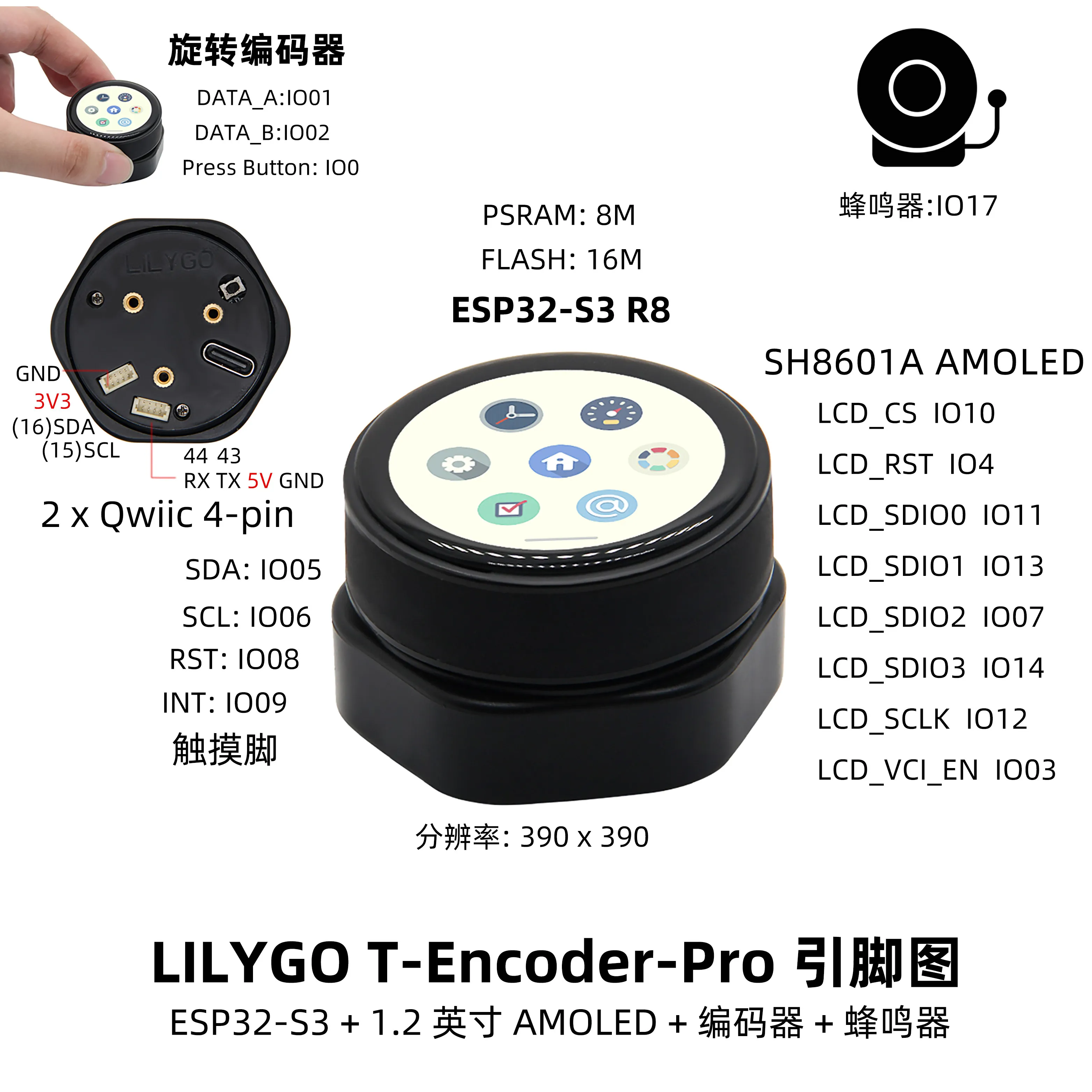 LILYGO T-Encoder-Pro ESP32-S3  - Lolin S3 avaliação e preço