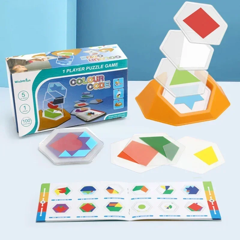 Kleurcode puzzel Educatief kinderen Logica bordspel Jigsaw Geometrische intelligente puzzels Ruimtelijk speelgoed voor kinderen DIY-geschenken