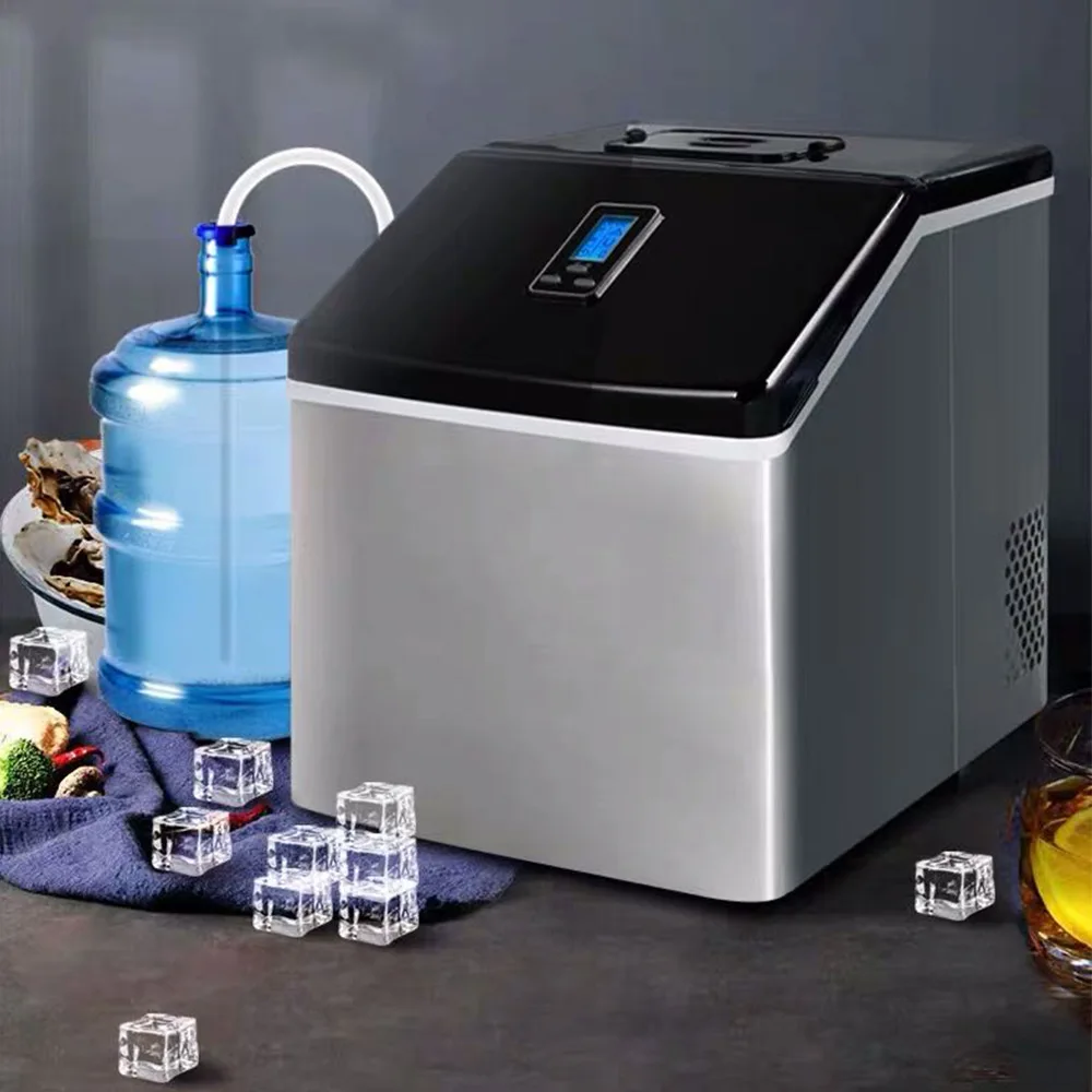 25KG Ice Cube Maker Household Ice Generator Square Ice Maker Machine Commercial Mini Stainless Steel Ice Machine 2025 New