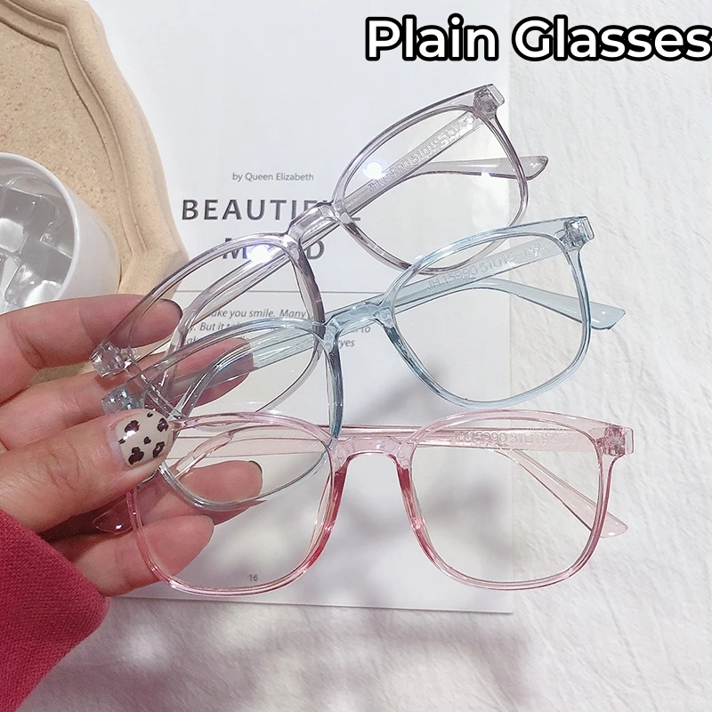 

Retro Mens Glasses Frame Fashion Computer Eyeglasses Frame Women Anti-blue Light Transparent Clear Pink Plastic Plain Glasses