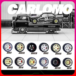 Carlomo D-Class Part2 1/64 Wheels for Model Car Detail-up Sets With Rubber Tires Breaks Assembly Rims for Hot Wheels 4pcs Set