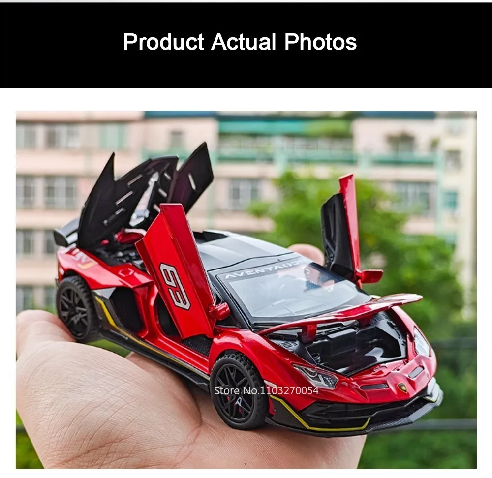 1:32 Lambor SVJ63 LP770 Miniaturmodell Legierung Diecast Auto Spielzeug Sound Licht Zurückziehen Türen Geöffnet Fahrzeug Mode Ornament für Jungen – Detail 6