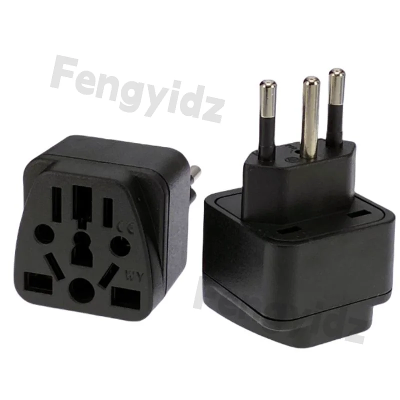 Brazil Travel Plug Adapter EU/UK/AU/CN/JP/Asia/Italy to Brazil (Type N), 3 Prong Grounded Brazil Wall Plug