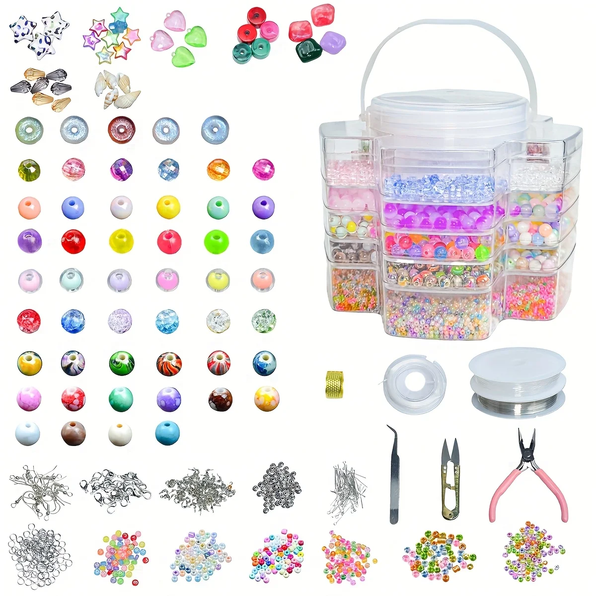 

5000 шт. 5-слойный набор стеклянных бусин для рукоделия, подходит для браслетов, украшений, поделок, аксессуаров, подарков