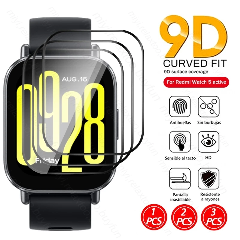 1-3Pcs 9D Curved Surface Screen Protector for Redmi Watch 5 Active 5Active HD Anti-Scratch Protective Film Accessories Not Glass