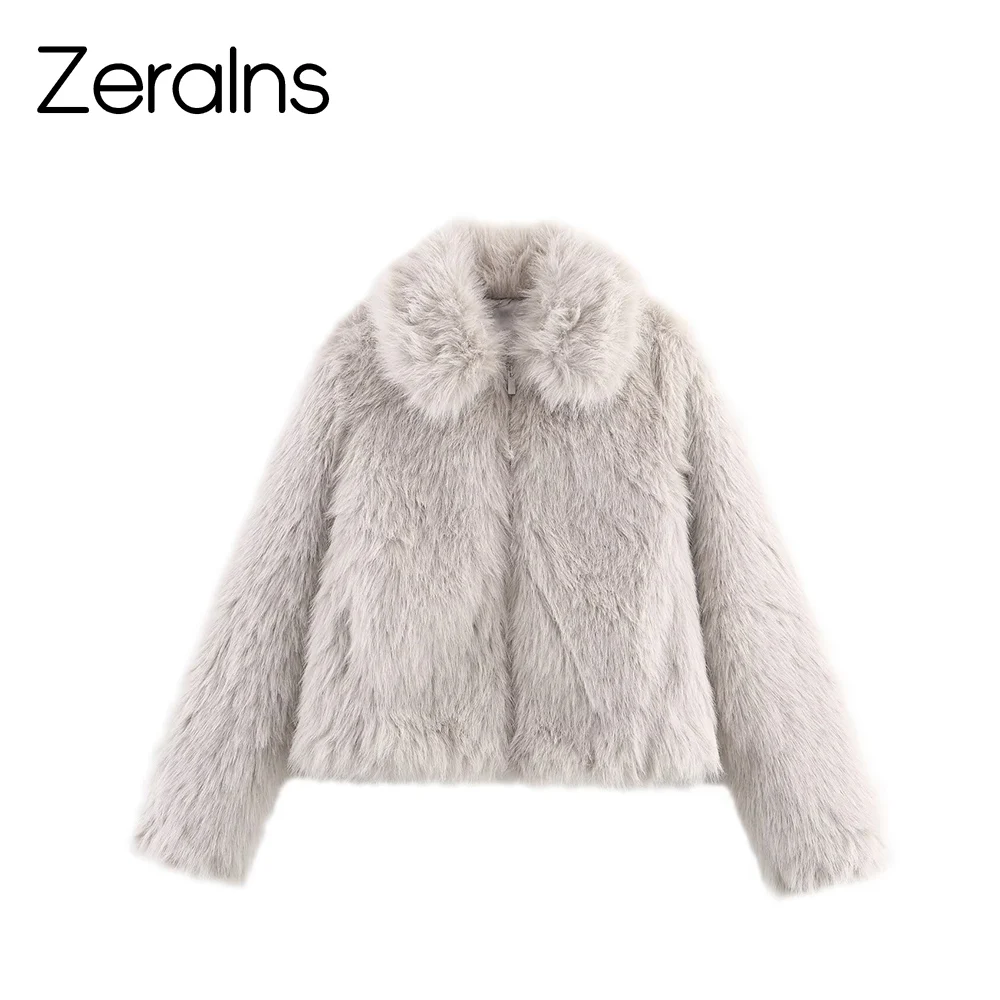 

ZERAINS 25, ранняя осень, свободная модная простая теплая и удобная короткая куртка с длинными рукавами и меховым воротником