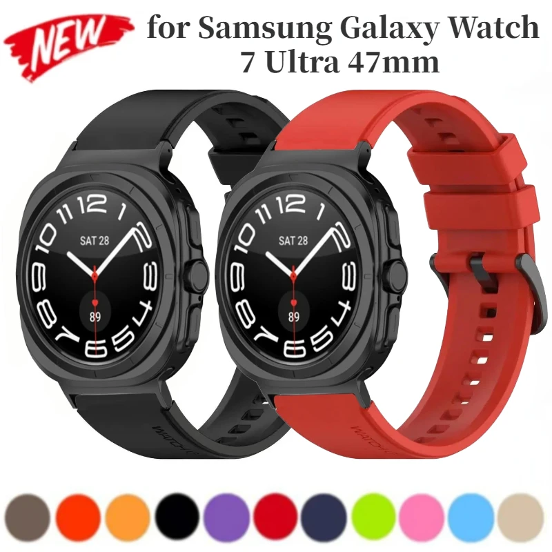 حزام سيليكون لساعة سامسونج جالاكسي الترا 2025 47 ملم سوار بديل قابل للتنفس معصمه جالاكسي ساعة الترا 47 ملم حزام