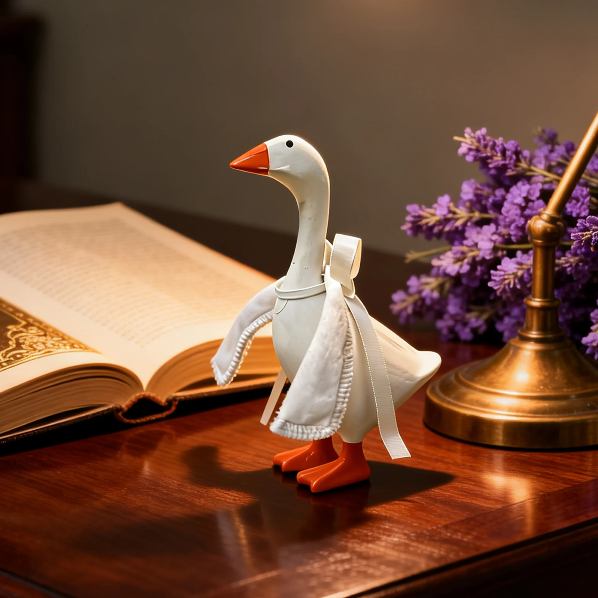 Goose Halloween Outfit Desk Goose Pumpkin Clothes Hat Set for 7 Cement Plastic Goose Statue Decor