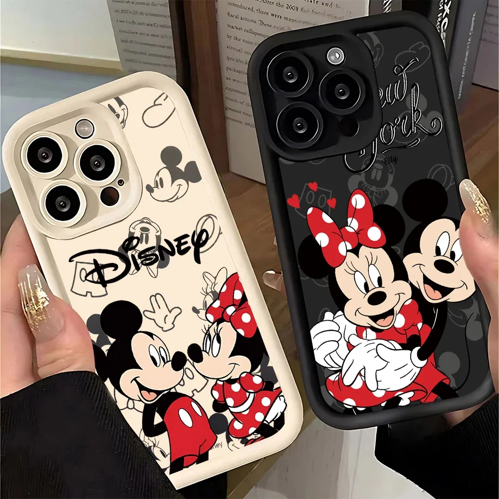 Love Mickey Minnie Mouse Silicone Phone Case For iPhone 16 15 Pro Max 11 12 13 14 16 Pro Max X XS XR 7 8 Plus SE Anti-drop Cover