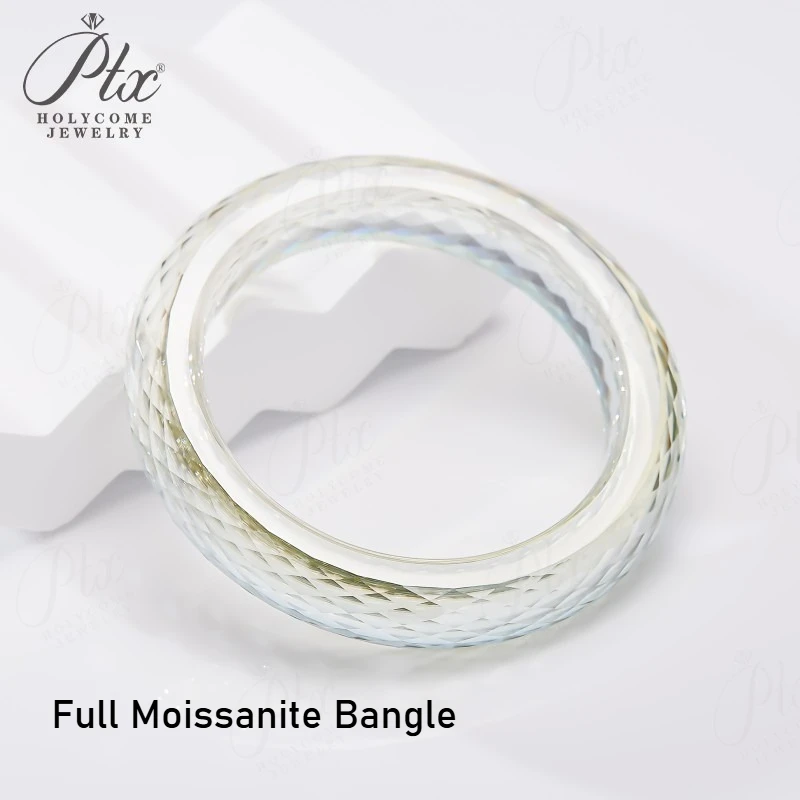 

All Moissanite Bangle D Color Full Size Elegant High Quality Jewelry for Woman Anniversary Party Birthday Gift Charm Certificate
