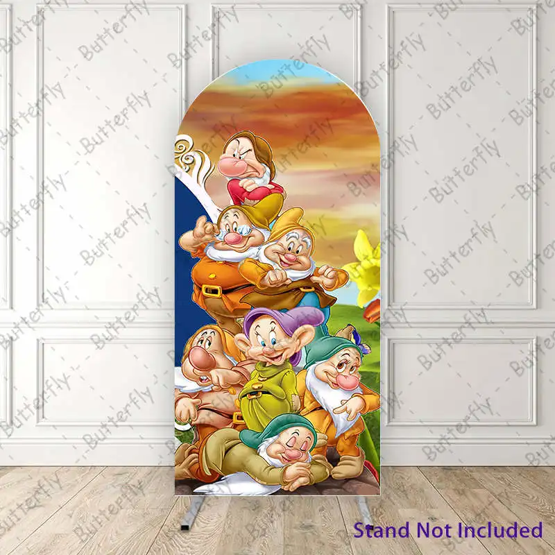 The Mirror Seven Dwarfs Snow White Princess Disney Fairy Forest Arch Backdrop Cover Girls Birthday Party Background Decoration