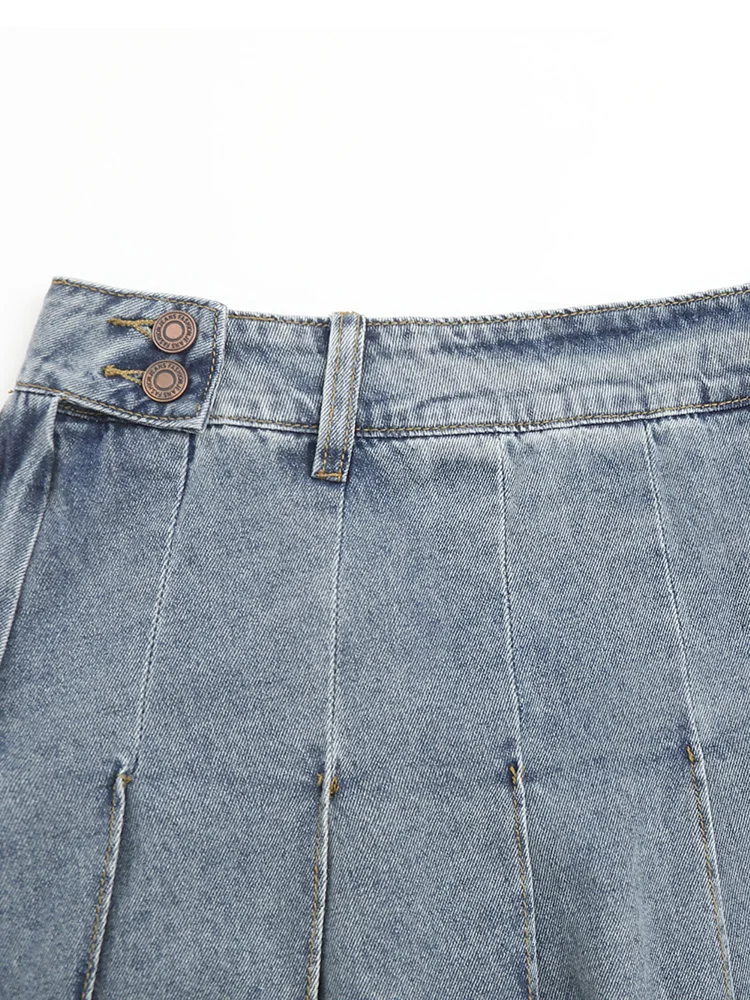 GIBSIE حجم كبير الخريف جديد عالية الخصر غسلها الدنيم تنورة المرأة Y2K ريترو كل مباراة مطوي التنانير الصغيرة موضة الشارع الشهير #3