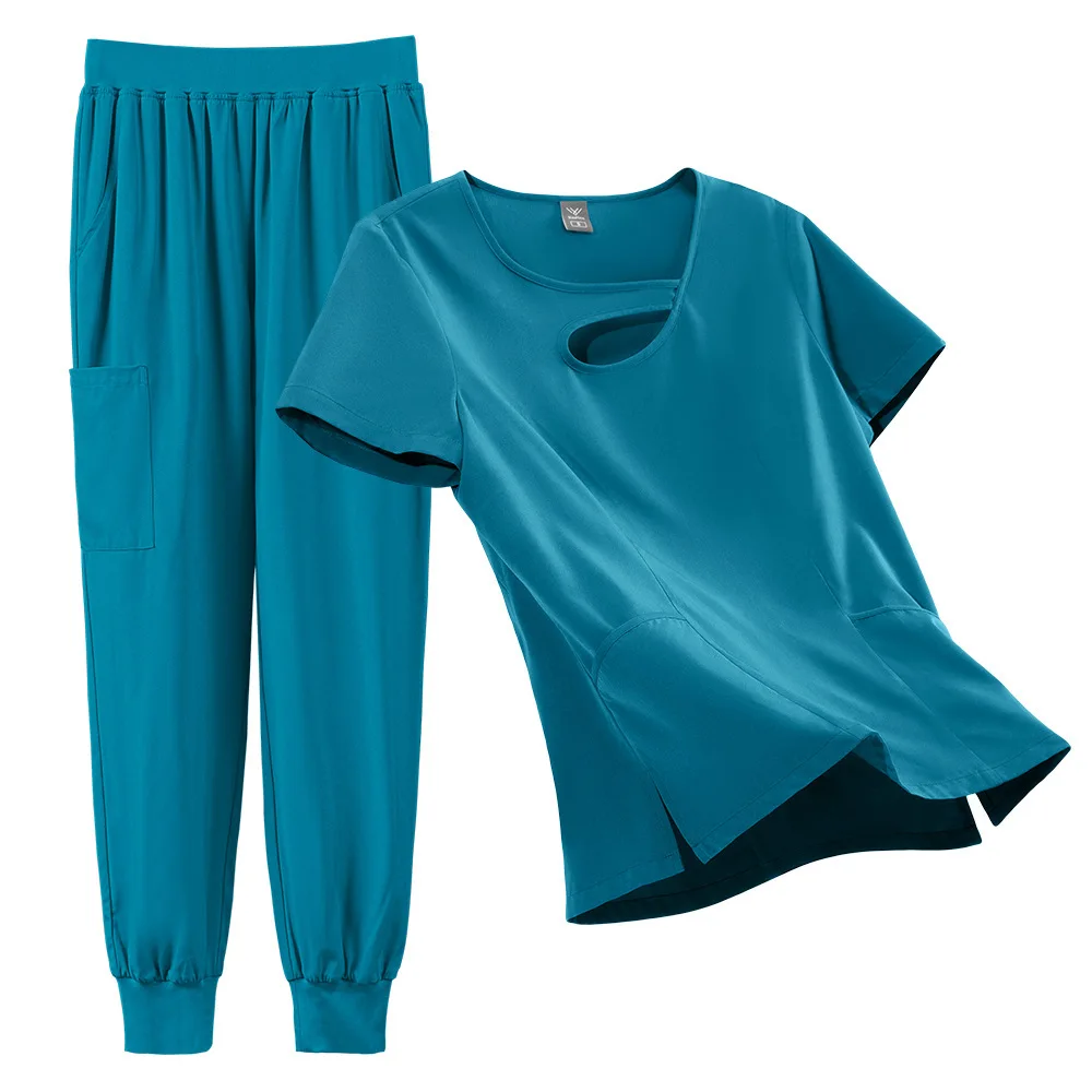 Waschen von Kleidung, Doctor SPA, Haustier, Krankenhaus, einfarbig, bequem, atmungsaktiv, Krankenschwesteruniform, bestickt, zweiteiliges Set