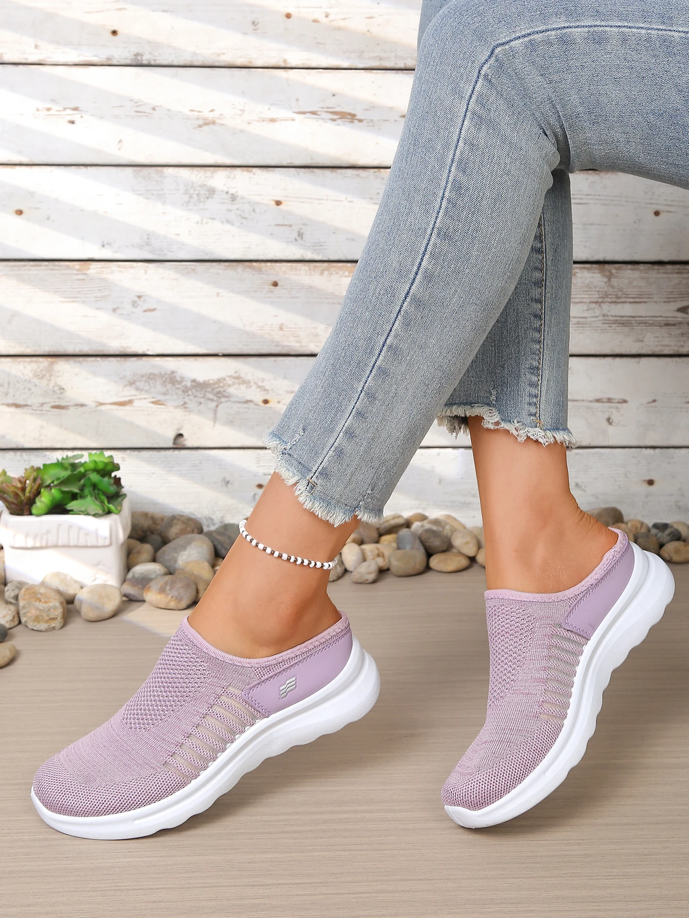 2026 Neue Damen-Hohlnetz-Slipper mit rückenfreiem Design, leichte Plateau-Walkingschuhe, bequeme Outdoor-Freizeitschuhe aus Netzstoff – Detail 7